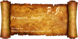 Propszt Jenő névjegykártya